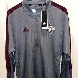 Adidas Texas A&M Aggies 1/4 Zip Pullover Jacket Gray Men’s M+L NWT